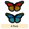 (4 pack) Embroidered Blue and Orange Butterfly Iron-on Patch Appliques, 3" x 1.7", 2PC