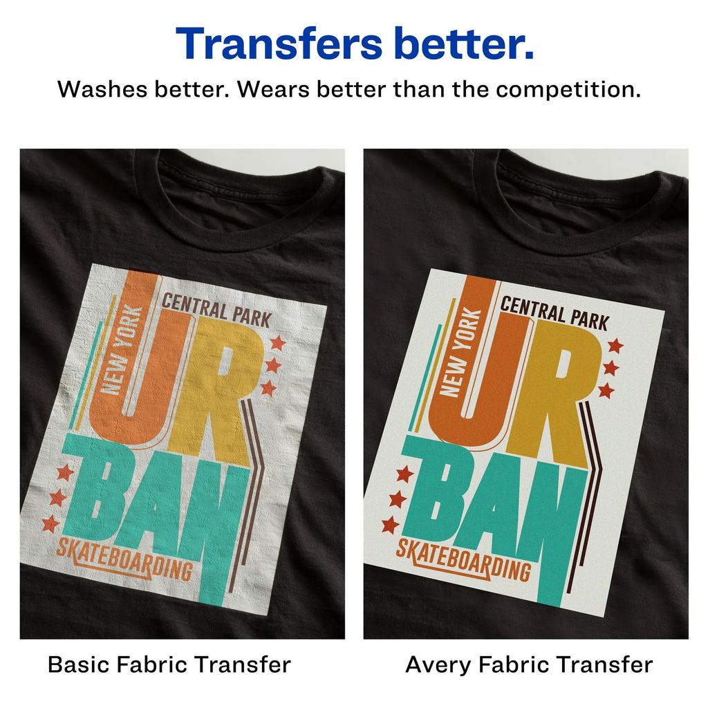 Avery DIY Fabric Transfers 1/2" x 11", Paper, Inkjet, Iron-on, 4 Blank Sheets (3 pack)