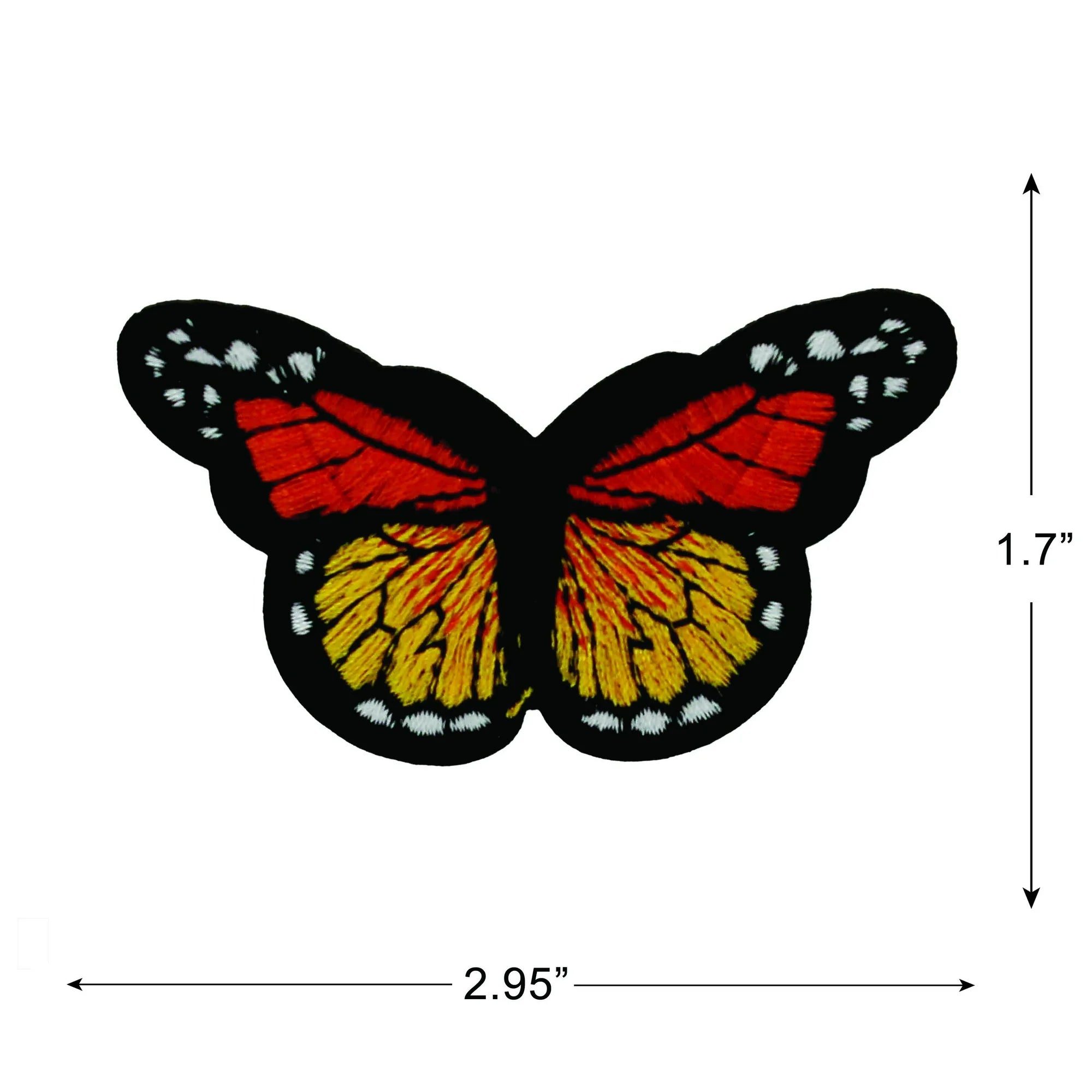 (4 pack) Embroidered Blue and Orange Butterfly Iron-on Patch Appliques, 3" x 1.7", 2PC