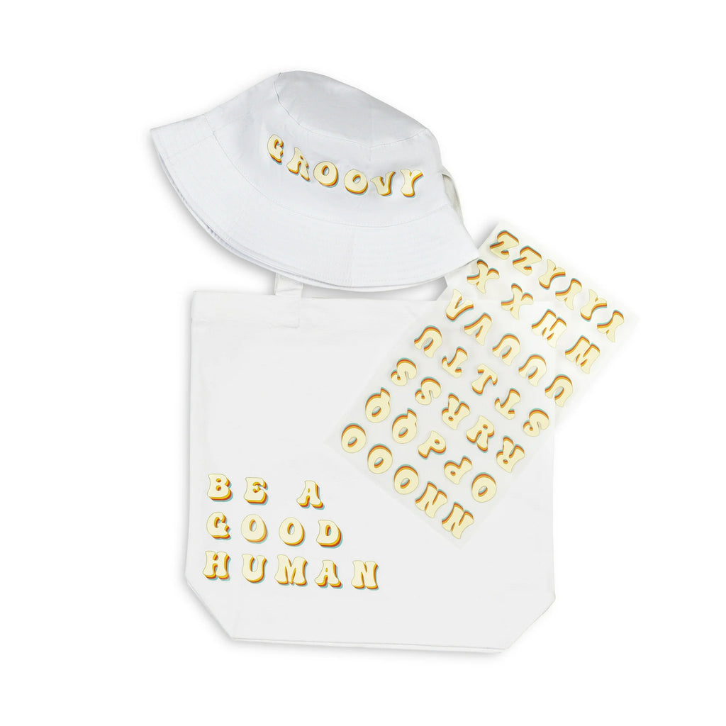 (3 pack) Hello Hobby Iron-on Alphabet Sewing Patches & Appliques, Groovy